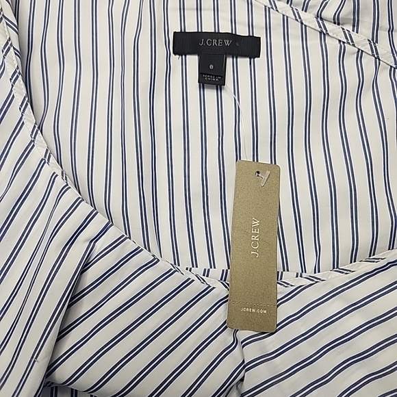 NEW wTag-Women’s J.CREW Blue/White Striped One-Shoulder Shirt Sz 8 - Picture 7 of 13